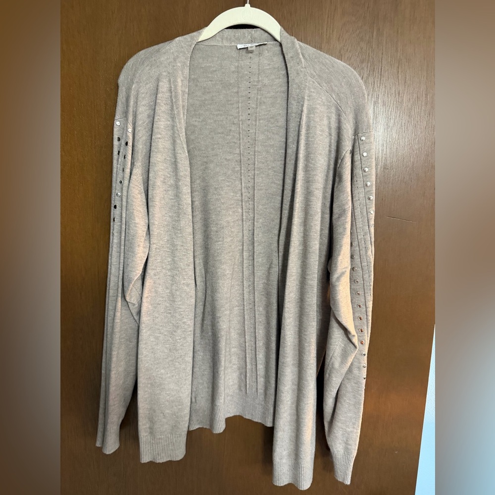 Milano Light Gray Women's Cardigan with Studded Sleeves